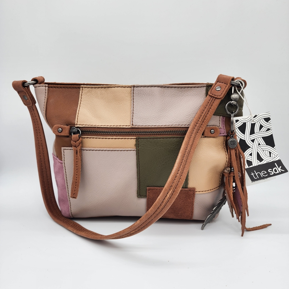 The Sak Boho Patchwork Multicolor Native Leather Shoulder Bag Medium NEW